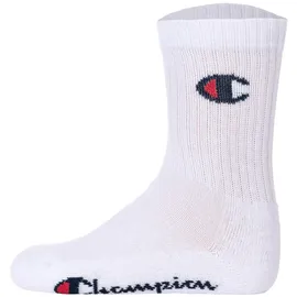 Champion Kinder Socken, 6er Pack - Crew Socken, einfarbig, Weiß 31-34