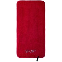 Brandsseller Sporthandtuch Fitnesshandtuch mit gesticktem Sport Logo 100% Baumwolle Frottierqualität 40x80 cm Rot