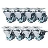 TLGREEN Lenkrolle Doppelrollen mit Bremse,50mm Transportrollen, (Möbelrollen bis 400kg, 8-St), Schwerlastrollen 360° blau