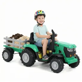 Hecht Kinder-Elektrotraktor mit Anhänger grün (50825)
