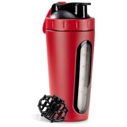 Navaris Protein Shaker Protein-Shaker Edelstahl – 750ml – Fitness-Becher – Rot, Edelstahl rot