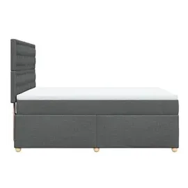 vidaXL Boxspringbett mit Matratze Dunkelgrau 160x200 cm Stoff