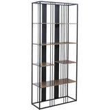 Mendler HWC-P12 Bücherschrank 180 x 80 x 31 cm Schwarz/Braun Holz/Metall