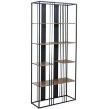 Mendler HWC-P12 Bücherschrank 180 x 80 x 31 cm Schwarz/Braun Holz/Metall