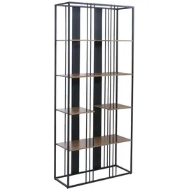 Mendler HWC-P12 Bücherschrank 180 x 80 x 31 cm Schwarz/Braun Holz/Metall