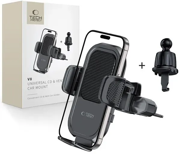 V8 Car Mount for CD Slot or Air Vent Grille - Black