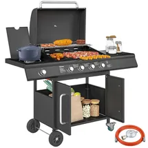 Outsunny Gasgrill Grillwagen 129,5 x 56 x 110 cm Schwarz