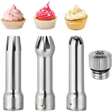 Molain 3 Stück Sahnespender Ersatzteile Set, Sahnespender-Ersatztüllen Edelstahl Tüllen Spritztüllen für Sahnespender Backwerkzeug von Dessert Sahne Kuchen Kaffee