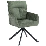 Home Deluxe Esszimmerstuhl mit Armlehne Aluna Chenille - 1er Set Grün Drehbarer Esszimmerstuhl, Esszimmerstuhl Mit Drehfunktion, 360-grad Drehbarer Esszimmerstuhl,