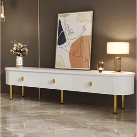 Okwish TV-Lowboard 174x41x35 cm Weiß/Gold MDF