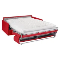 4-Sitzer-Schlafsofa Express in rotem Kunstleder mit Memory-Schaum-Sitzfläche - Breite Lattenrostliegefläche 160 cm - Matratze 18 cm CALIFE - Rot