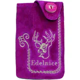 Edelnice Trachtenmode Praktische Leder Handytasche im Trachten Design mit Stickerei 5 (pink)