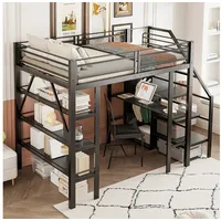 STILVORA Hochbett 140×200 mit matratze Jugendbett mit Schreibtisch,Eisenbett mit Schrank (Mit Schreibtisch, Kleiderschrank und Sicherheitsstufen, Perfekt für Kinder- und Jugendzimmer, Platzsparendes Design., 140x200 cm) mit matratze