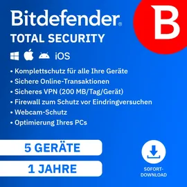 bitdefen Total Security 5 Geräte 1 Jahr ESD DE Win