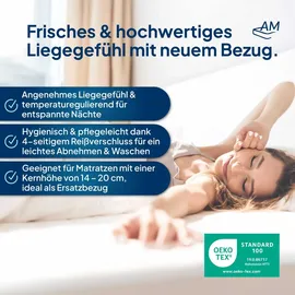 AM Qualitätsmatratzen Komfort Matratzenbezug 180 x 200 cm weiß