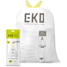 Eko Müllbeutel Größe A (3L- 6L), extra starke Müllsäcke mit Zugband für Küche und Bad, 30 Beutel, 1 Packung, weiß, klein, Geeignet für Mülleimer mit 3L, 4L, 5L, 6L