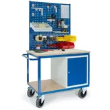 Rollcart Werkstattwagen 07-4306L2S1, Stahlschrank und  2xLochplatten, 1xSchlitzplatte, Ladefläche: 1150x700mm, Tragkraft: 600kg