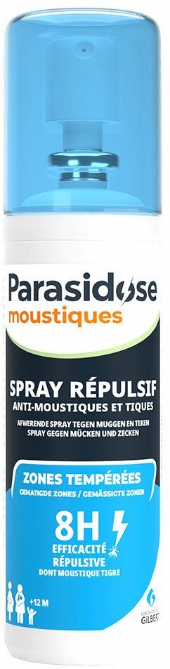 Parasidose Moustiques Zones Tempérées Spray Répulsif 100 ml spray