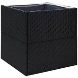 vidaXL Pflanzkübel Schwarz 80x80x80 cm Poly Rattan