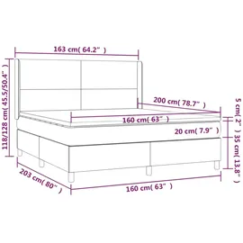 vidaXL Boxspringbett mit Matratze & LED Weiß 160x200 cm Kunstleder