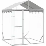 vidaXL Outdoor-Hundezwinger mit Dach Silber 2x2x2,5 m Verzinkter Stahl