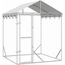 vidaXL Outdoor-Hundezwinger mit Dach Silber 2x2x2,5 m Verzinkter Stahl