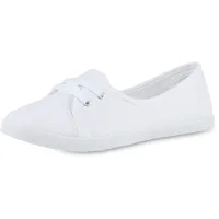 VAN HILL Damen Sportliche Ballerinas Flach Basic Bequem Schuhe 215862 Weiss 36 - 36 EU
