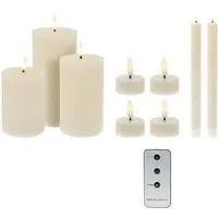 LED-Kerzen in verschiedenen Größen mit Fernbedienung, 9er-Set