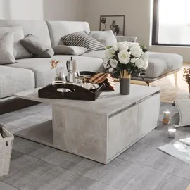 furnicato Couchtisch Betongrau Holzwerkstoff 80 x 31 x 80 cm