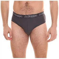 Kappa Herren Slip mit Baumwoll-Stretch Unterwäsche mit Logobund Unterhose 711167 Dunkelgrau - M