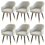 Generisch Stuhlhussen mit gebogener Rückenlehne, Stuhlhussen für Esszimmerstühle, Stuhlhussen für Schreibtischstühle, Schonbezug mit Armlehnen-Light Gray||6PCS