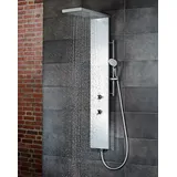 HSK Duschpaneel LAVIDA Plus, ohne Schwallfunktion, 2-Wege-Steuerelement, 1900018-42, Ausführung: Edelstahl poliert, mit Glasfront Weiß