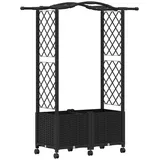 vidaXL Hochbeet mit Rankgitter und Dach 125 x 40 x 144 cm Schwarz