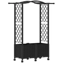 vidaXL Hochbeet mit Rankgitter und Dach 125 x 40 x 144 cm Schwarz