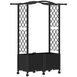 vidaXL Hochbeet mit Rankgitter und Dach 125 x 40 x 144 cm Schwarz