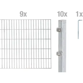 GAH Alberts Doppelstabmattenzaun 200 x 120 cm Silber/Metall