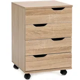 KADIMA DESIGN Rollcontainer Beige, Holz, 4 Schubladen, Rechteckig, Rollen, 40x60x40 cm, Arbeitszimmer, Container