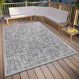 HANSE HOME Telu In- & Outdoor Teppich Wetterfest – Modernes Muster, Wasserfest robuster Aussenteppich Flachgewebe für Garten, Balkon, Terrasse, Wohnzimmer – Beige Grau, 76x150cm