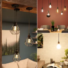 ledscom.de RETRA 1-flg. 30 cm Käfig-Schirm schwarz mit goldener LED Lampe