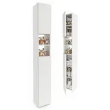 TREND WERK Hochschrank Badschrank schmal stehend B24 x T31 x H172 cm (Schmaler Badezimmerschrank mit Regalfächern & Stauraum) Holzoptik, offene & geschlossene Fächer, Standregal Bad, platzsparend weiß