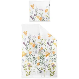 IRISETTE Seersucker Bettwäsche Easy 8547 Blumen Gelb 135 x 200 cm + 80 x 80 cm