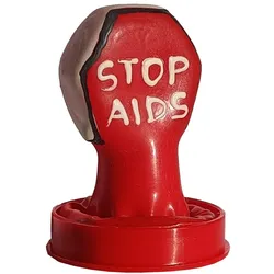 Scherzkondom «Stop AIDS» – handbemaltes Statement-Motiv (1 Stück) 1 St