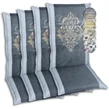 GO-DE Textil Bequeme und attraktive Polsterauflagen für Hochlehner-Gartenstühle (4er-Set, Wappen Living Garden anthrazit, Hochlehner)