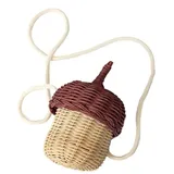 Eichelförmiger Korb, Aufbewahrungskorb, Pilz-Rattan-Aufbewahrungskorb mit Deckel, Rattan-Holz-Umhängetasche, Tropischer Eimer, Foto-Requisiten, Handgefertigtes Geschenk,(Kein Schnickschnack)