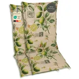 GO-DE Textil Bequeme und attraktive Polsterauflagen für Hochlehner-Gartenstühle (2er-Set, Lemon Sand, Hochlehner)