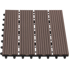 [en.casa] WPC Fliesen Schramberg 11er Set 1m2 Dunkelbraun