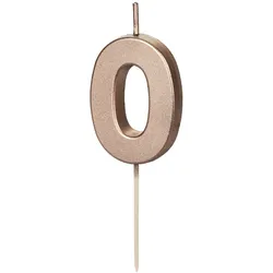 PartyDeco Geburtstagskerze Zahl 0 Zahlenkerze 4,5cm Kuchenkerzen Tortenkerzen Geburtstag Jubiläum Jahrestag Partydeko Geburtstag Tortendeko Rosegold
