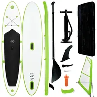vidaXL SUP Board Aufblasbar mit Segel 300 x 76 x 15 cm grün und weiß