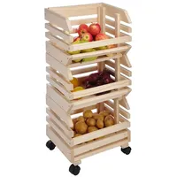 Spetebo Holz Obsthorde mit Rollen - Obstkiste aus Massivholz