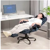 Vinsetto Bürostuhl mit 7 Punkt Massage, ergonomischer Chefsessel mit Liegefunktion, höhenverstellbar drehbar Schreibtischstuhl mit Fernbedienung, Blau - Blau